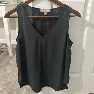 grey tank top blouse! with sheer back and nice details along center